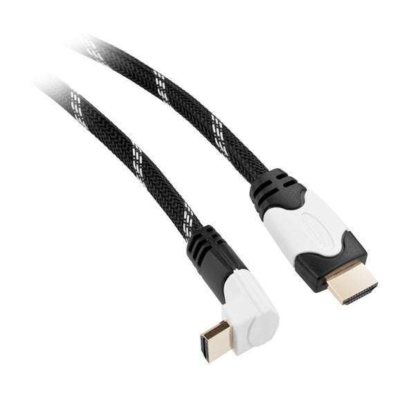 Kabel GoGEN HDMI 2.0 high speed - ethernet, 90°t, M/M, 3m, pozłacany (GOGHDMI300MM05) Czarny