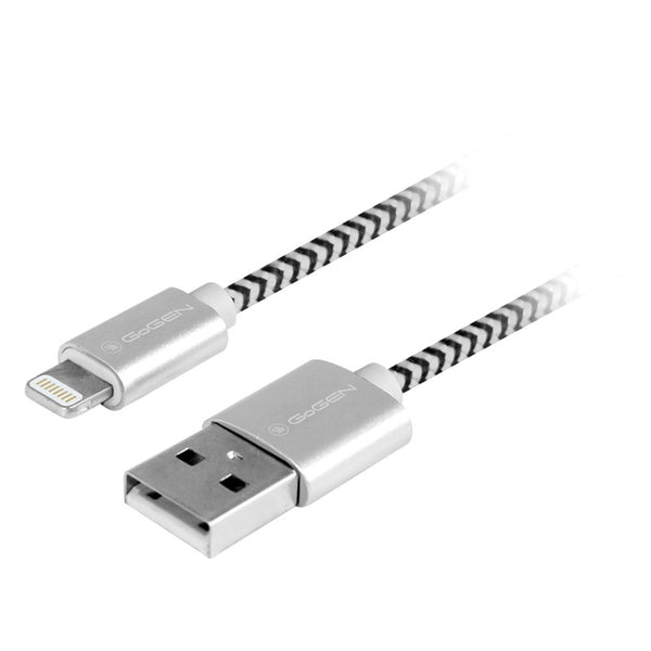 Kabel GoGEN USB / lightning, 1m, opletený (LIGHTN100MM24) Srebrny