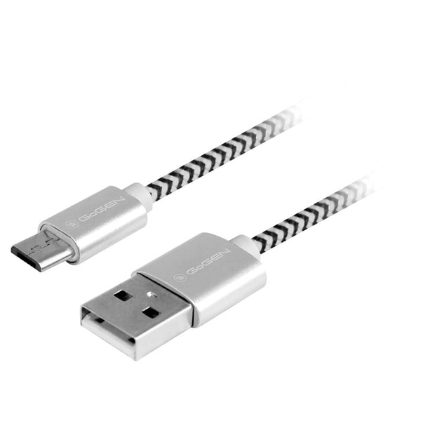 Kabel GoGEN USB / micro USB, 1m, opletený (MICUSB100MM24) Srebrny