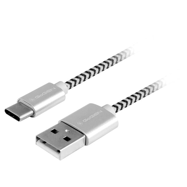 Kabel GoGEN USB / USB-C, 1m, opletený (USBAC100MM24) Srebrny