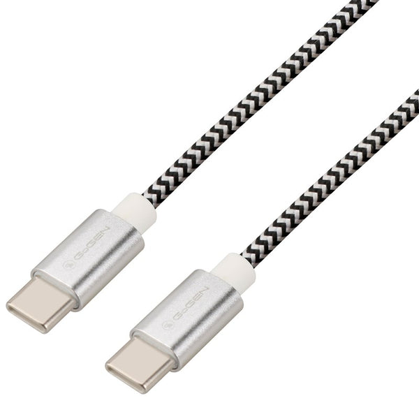 Kabel GoGEN USB-C / USB-C, 1m, opletený (USBCC100MM24) Srebrny