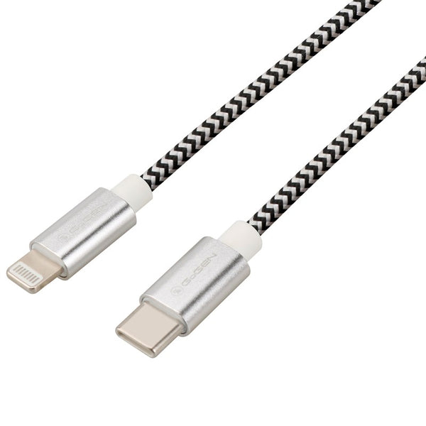 Kabel GoGEN USB-C / Lightning, 1m, opletený, zkumavka (USBC8P100MM24T) Srebrny