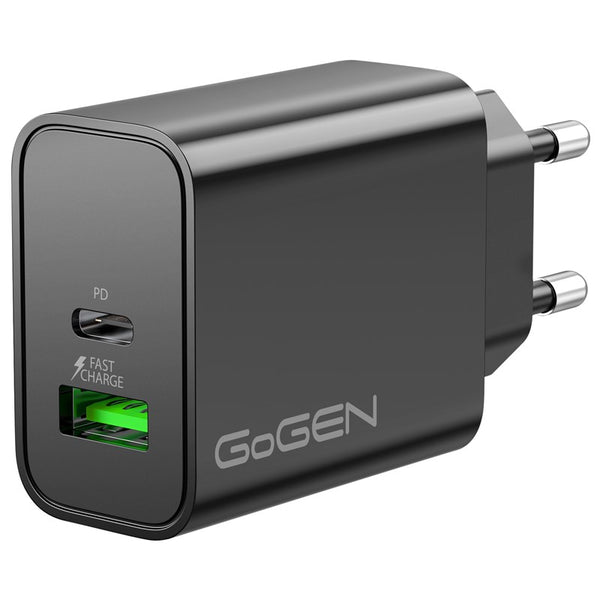 Ładowarka sieciowa GoGEN ACHPD230, 1x USB-C PD, 1x USB-A, 30W (ACHPDQ230B) Czarna
