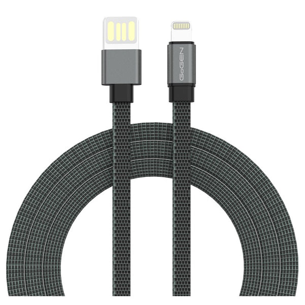 Kabel GoGEN USB-A / Lightning, 1m, oboustranný, plochý (LIGHTN100MM10) Szary